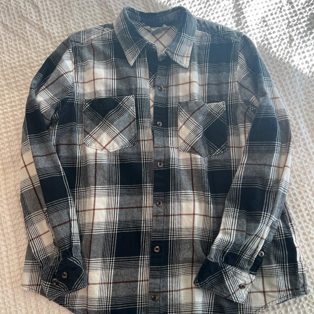 Natural Reflections Black and White Plaid Shirt